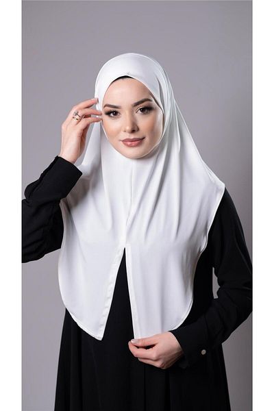 HÜRREM BONE Κρέμα Πρακτικό έτοιμο στο χέρι μαντήλι Hijab Sandy Fabric Slit Plain Hijab 2310_40