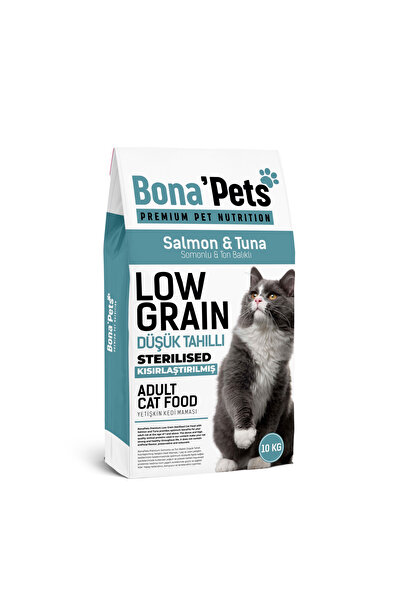 bona pets Somon & Ton Balıklı Kısırlaştırılmış Kedi Maması 10 KG