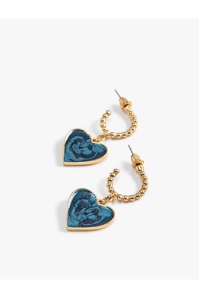 Koton Heart Hoop Earrings - Steel Blend Dangle