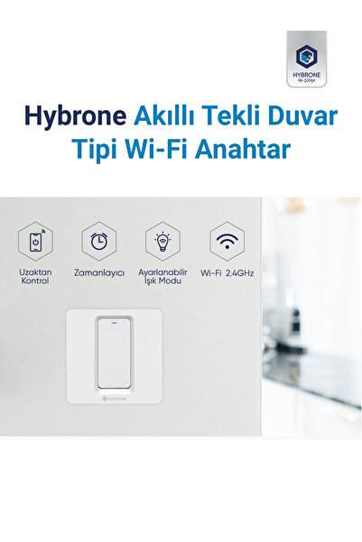 Hybrone Duvar Tipi Tekli Akıllı Anahtar, Uzaktan Kontrol, Aşırı Yük Koruma, Zamanlayıcı