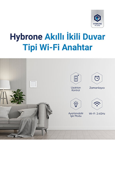 Hybrone Duvar Tipi Ikili Akıllı Anahtar, Uzaktan Kontrol, Aşırı Yük Koruma, Zamanlayıcı,