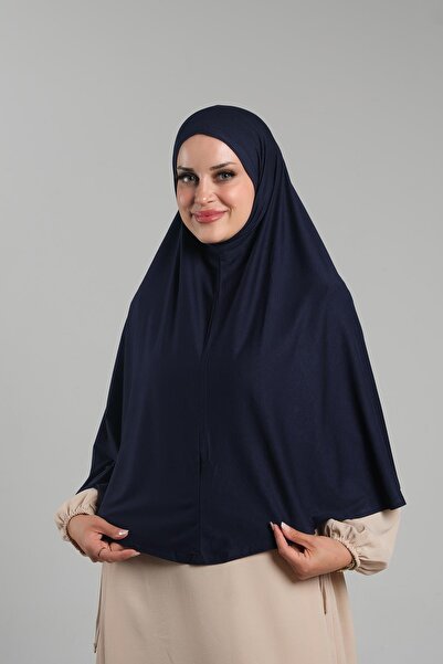HÜRREM BONE وشاح حجاب عملي جاهز باللون الأزرق الداكن، غطاء صلاة عملي من الفسك...