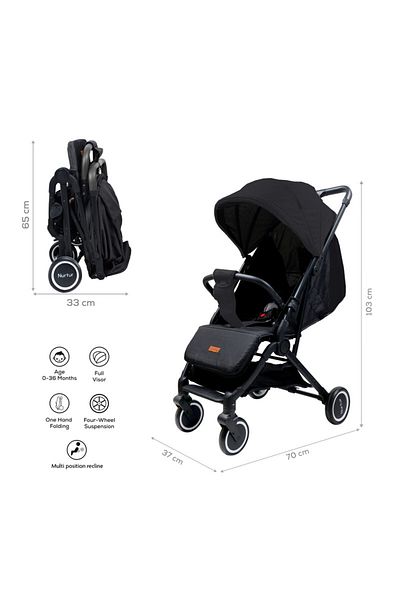 Nurtur Baby travel combo - Stroller with Baby Carrier, Black