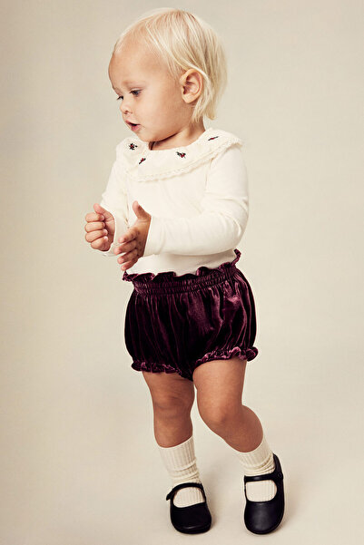 H&M İpek Karışımlı Kadife Kabarık Şort