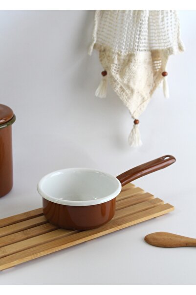 Elifle Emaye Sos Tavası Kaserol Mini Tava Sosluk Kahvrengi