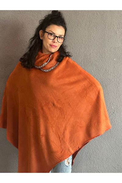 Gönülden Tasarım Ethnic Patterned Thin Velour Women's Ponchoes