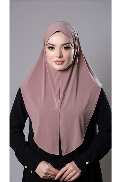 HÜRREM BONE Πούδρα Πρακτικό έτοιμο στο χέρι μαντήλι Hijab Sandy Fabric Slit Plain Hijab 2310_06