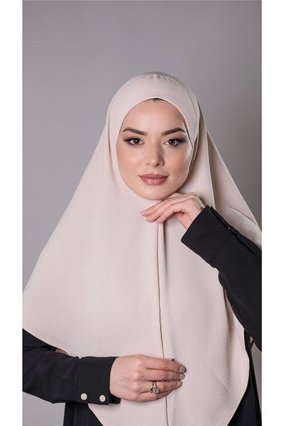 HÜRREM BONE Μπεζ Πρακτικό έτοιμο συμπλέκτη Hijab Φουλάρι Aerobin Ύφασμα απλό Hijab 2309_12