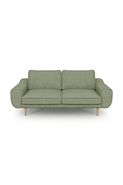 Normod Klem İkili Koltuk Ahşap Ayak - Fitilli Kadife