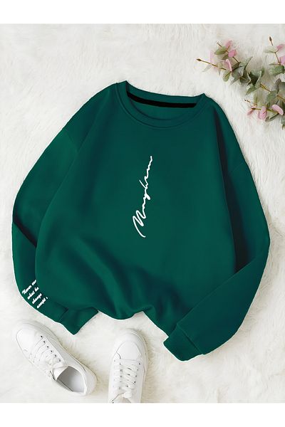 Revasser Unisex Women/Men Never Color Oversize Crew Neck Cotton Sweatshirt