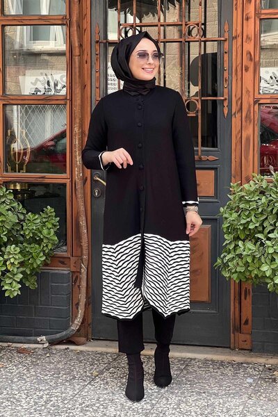 MISS DALIDA كارديجان محبوك بتقنية MİSS DALIDA باللون الأسود - T25K-9023