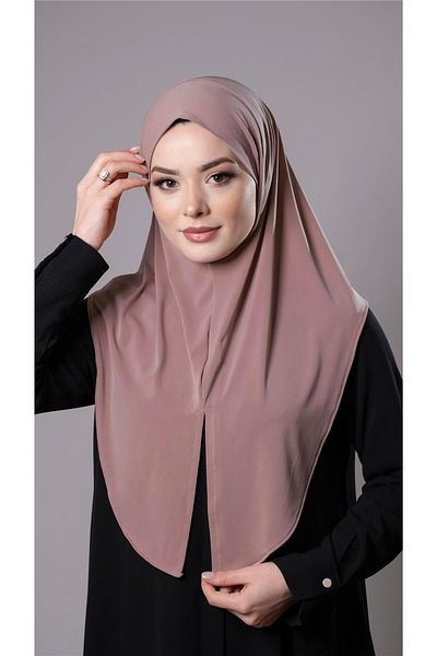 HÜRREM BONE Πούδρα Πρακτικό έτοιμο στο χέρι μαντήλι Hijab Sandy Fabric Slit Plain Hijab 2310_06