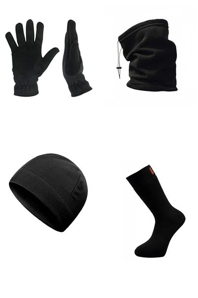 Tutku Μαύρο Thermal Winter Quality Fleece Γάντια-καπέλο-κολάρο-θερμικές κάλτσες