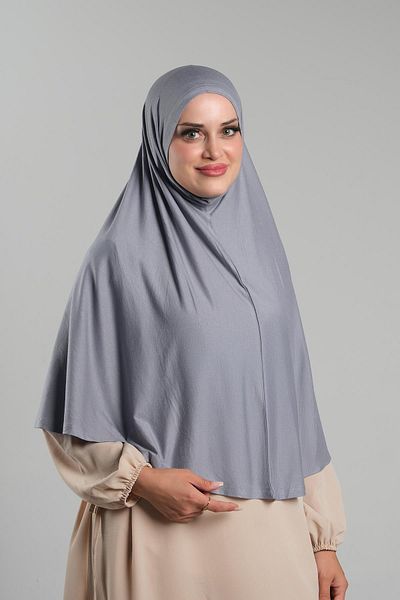 HÜRREM BONE Γκρι Πρακτικό έτοιμο μαντήλι Hijab Viscose Practical Prayer Cover 2201_15