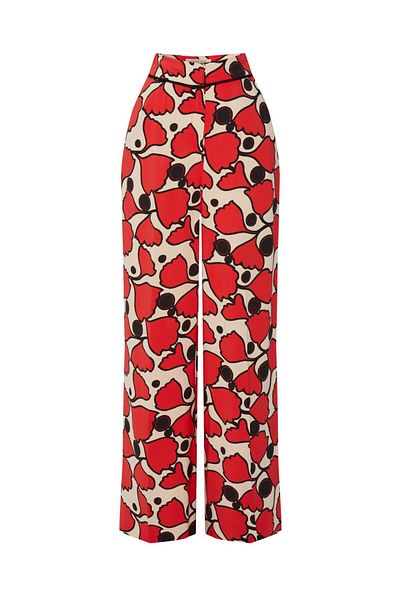 Exquise Wide Leg Floral Pattern Regular Trousers