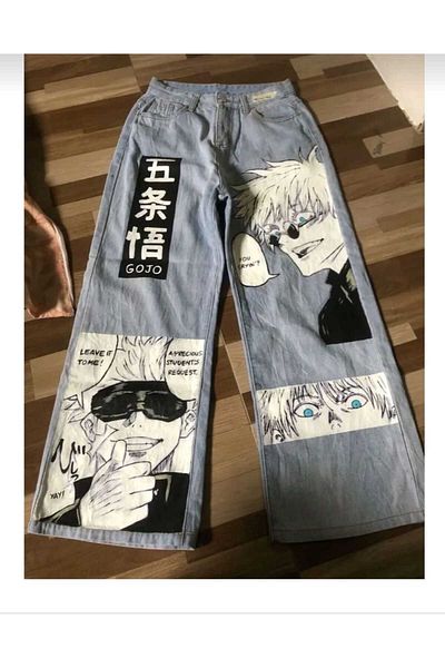 Semesia Y2K Anime Patterned Gojo Baggy Unisex Washable Pants