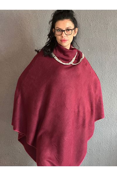 Gönülden Tasarım Ethnic Patterned Thin Velour Women's Ponchoes