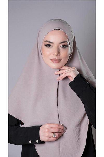 HÜRREM BONE Πέτρινο Πρακτικό Έτοιμο Κασκόλ Hijab Aerobin Ύφασμα Απλό Hijab 2309_46