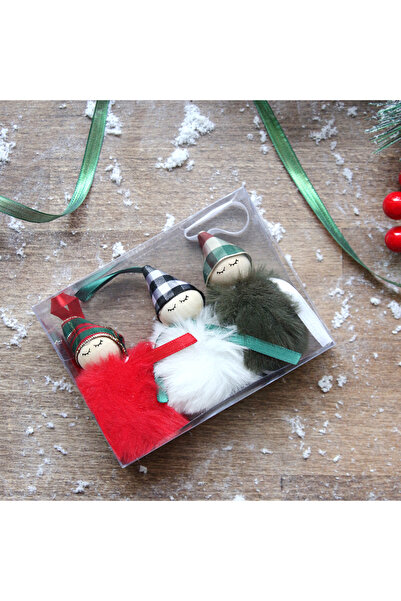 Bimotif Ornament de înger cu pompon roșu de Anul Nou - 1 bucată