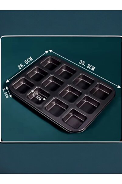 Multiamo Pack of 12 Fireproof Nonstick Square Muffin & Cupcake Molds 35cm X 27cm