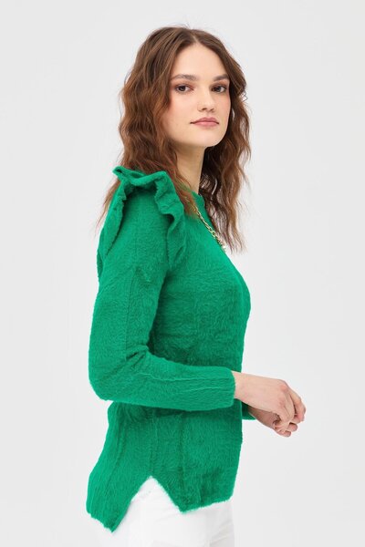 accort Omuzları Fırfırlı Triko Kazak-benetton