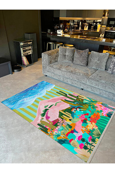 Rugs Modern Halı Yılmaz Koleksiyonu Çok Renkli Gökyüzü Dağ Kaktüsler Kreatif ...