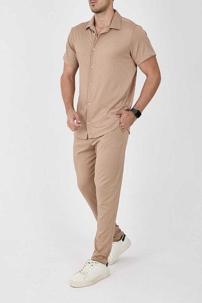 MCZ GİYİM Ανδρικό σετ από ύφασμα Slim Fit Ottoman Bottom-Top