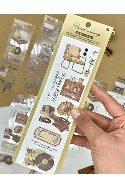 Kağıt Gemi Dükkan Record Memory Retro Müzik Çalar Temalı 6 Yaprak Şeffaf Pet ...