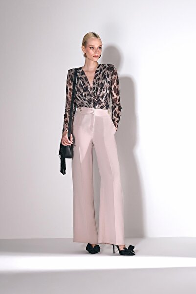 EXPLOSION Desenli Parlak Taşlı,Kruvaze Şık Tül Bluz