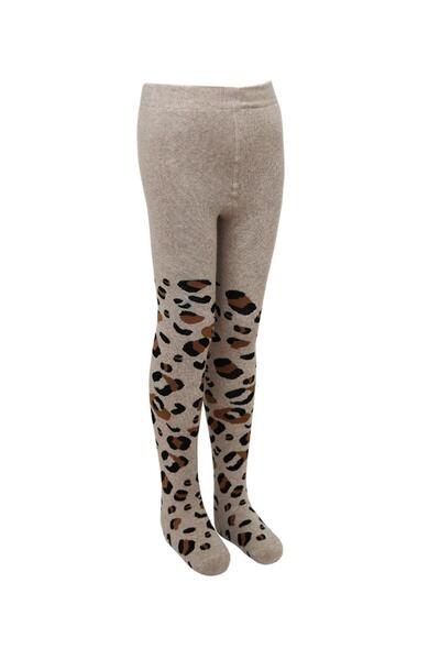 Emilakids Leopar Desenli Havlu Külotlu Çocuk Kışlık Çorap