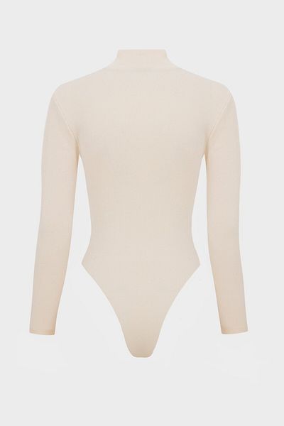 IAMNOTBASIC Women's Stand Collar Zippered Bodysuit - Off White