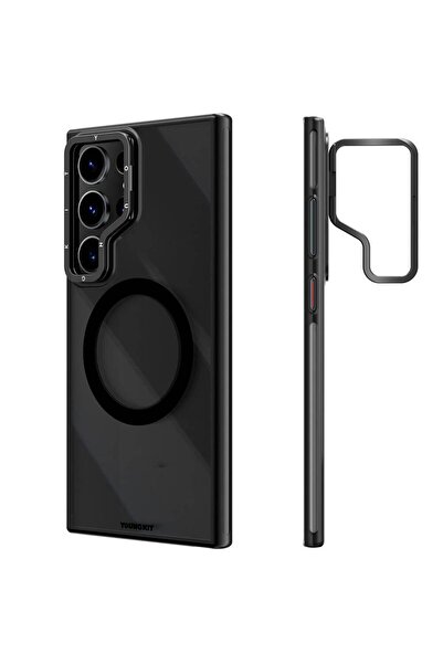 Youngkit Galaxy S24 Ultra Kılıf Magsafe Şarj Özellikli Sararma Önleyici Crystal Grid Kapak Siyah