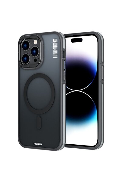 Youngkit Apple iPhone 14 Pro Uyumlu Rock Sand Skin Siyah Silikon Kılıf