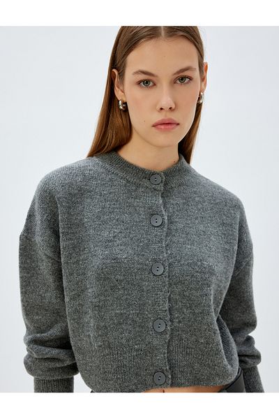 Koton Gray Women's Knit Cardigan