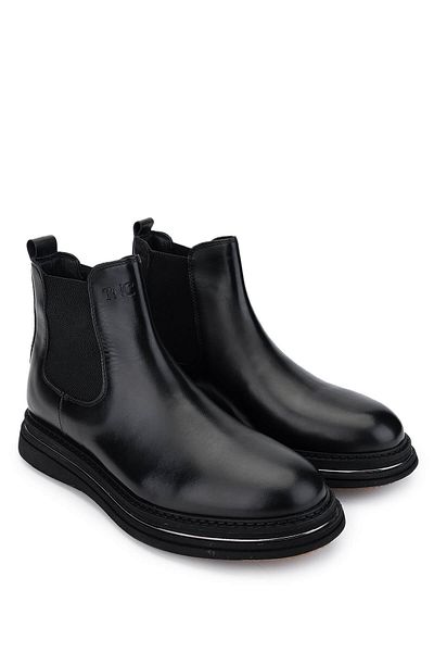 Tamer Tanca Men's Genuine Leather Black Analin Casual Boots
