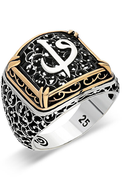 OTTOTESBİH Elif Vav Yüzük Erkek Yüzük 925 Ayar Gümüş Yüzük