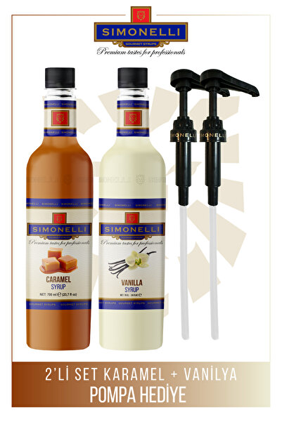 Simonelli Kahve Ve Kokteyl Şurubu Karamel Aromalı Vanilya Aromalı 700 ml Pompa Hediyeli