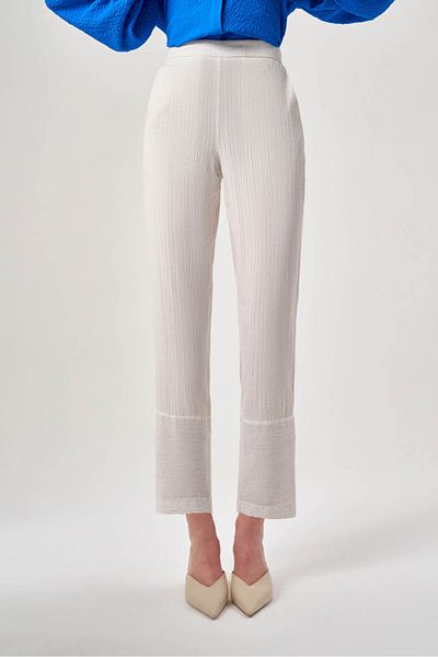 Mizalle Linen Texture Melted Beige Trousers
