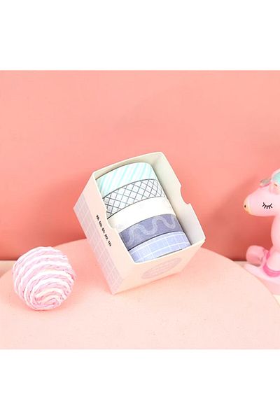 Limmy Vintage Washi Tape Tape Printed Adhesive Masking Paper Patterned Tape 5 Pcs - Geometric N4