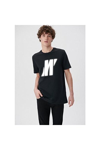 Mavi Ανδρικό μπλουζάκι με τυπωμένο μαύρο λογότυπο Pro Reflector M066000-900