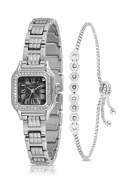 Polo Air Vintage Romen Rakamlı Lüx Taşlı Kadın Kol Saati Su Yolu Bileklik Kom...