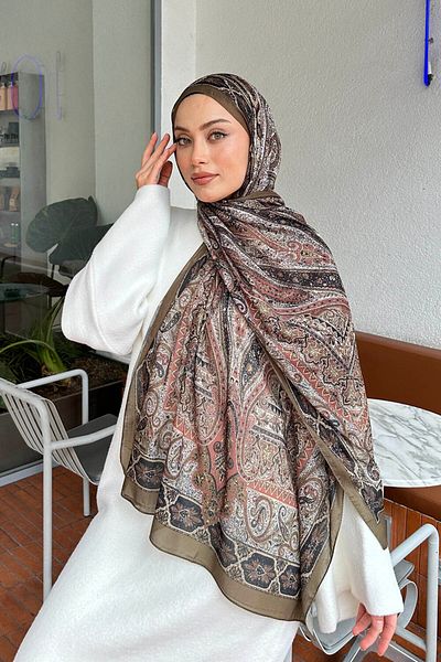 lamelif.com Στρατιωτικό πράσινο ρετρό βαμβακερό σάλι