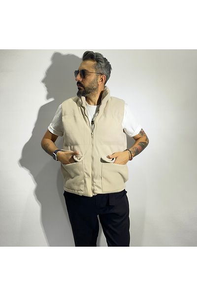 higo Fiber Padded Stamp Zippered Men's Vest