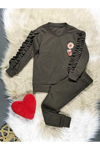 krm kerem bebe Момичешки костюм с волани и ръкави