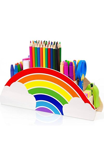 Genel Markalar Ahşap Gökkuşağı Kalemlik Masaüstü Organizer