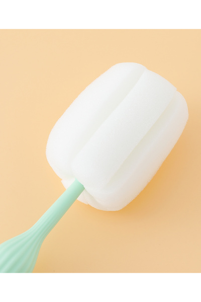 Fab N Funky Bottle Cleaning & Nipple Cleaning Brush, Soft Bristle, Flexible, 0 Months+, 30 x 5 cm - Green