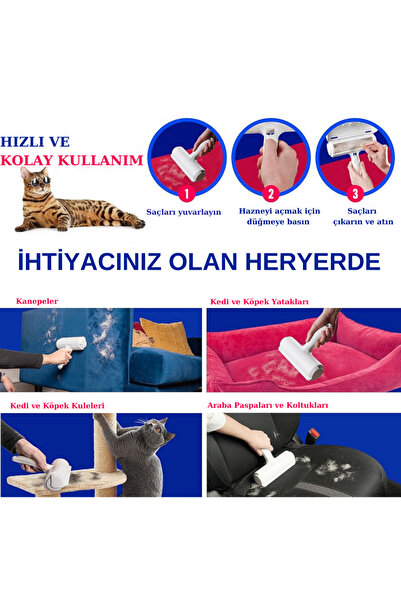 Genel Markalar Hazneli Kedi Köpek Tüy Temizleyici Kıl Toz Toplayıcı Gırgır Oda Spreyi Hediyeli