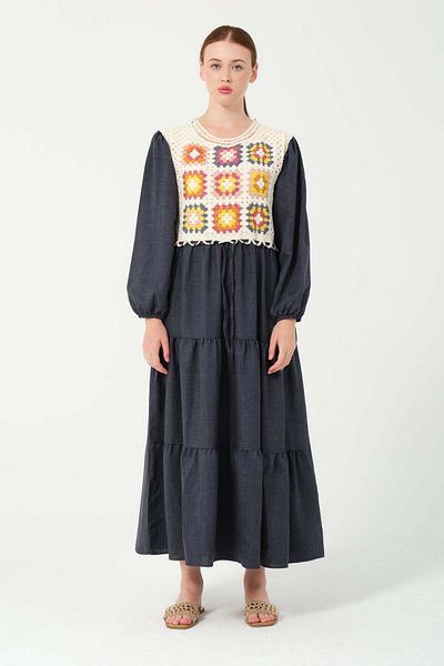 Hatun Atila Rochie lungă cu pulover model HatunAtila 7884 bleumarin