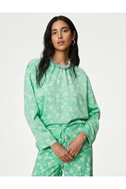 Marks & Spencer Çiçek Desenli Uzun Kollu Bluz