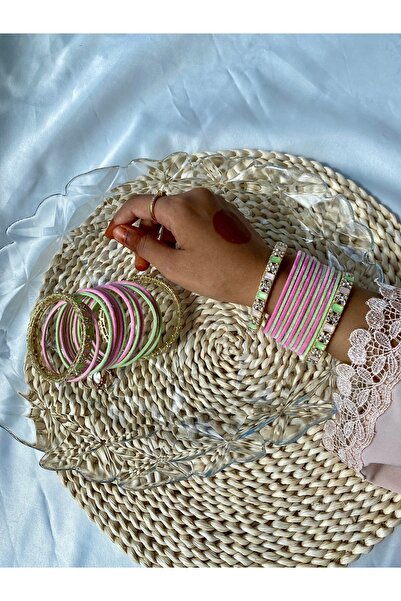 Home YEŞİL PEMBE HİNT BİLEKLİK SETİ